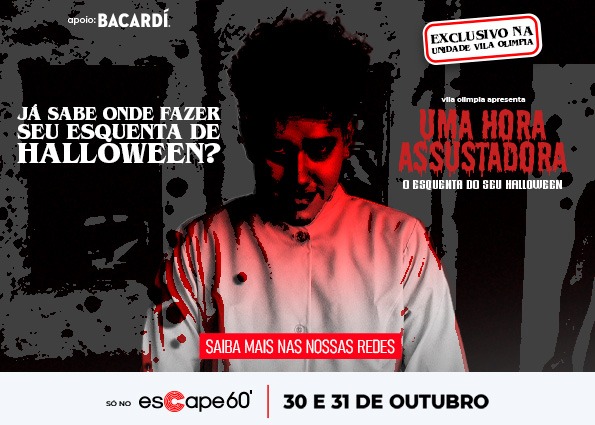 Escape 60′ cria experiência imersiva Xtreme para o Halloween na unidade da Vila Olímpia